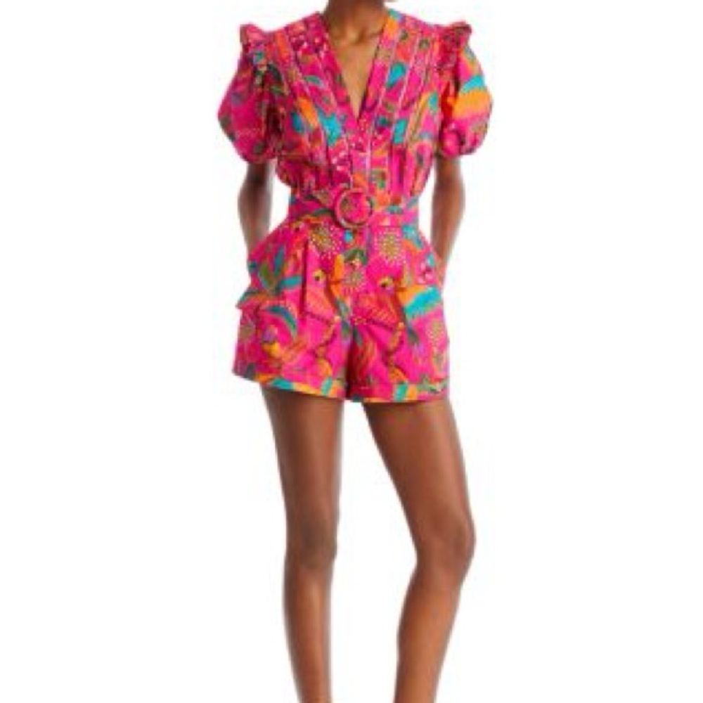 Farm Rio Pink Parrot Romper